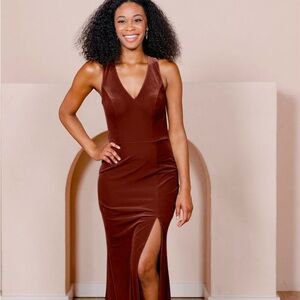 Elegant Brown Sleeveless Dress